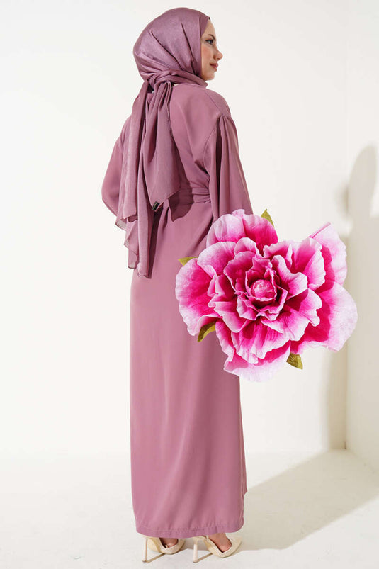 Abaya Boutonnée Persan Rose