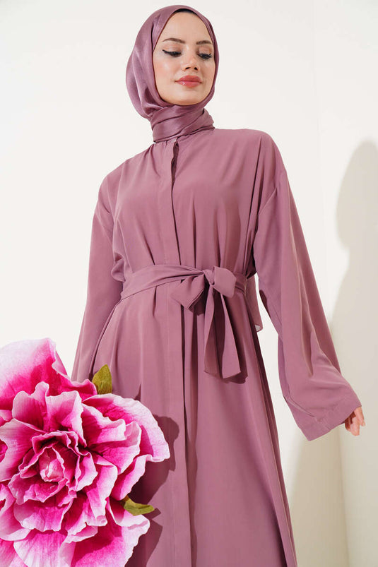 Abaya Boutonnée Persan Rose