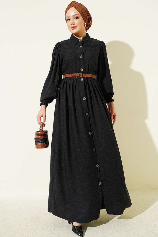 Robe Gipi Noire À Boutons