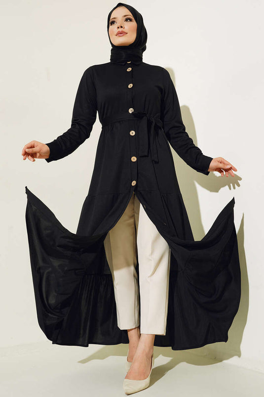 Robe Superposée Boutonnée Noir