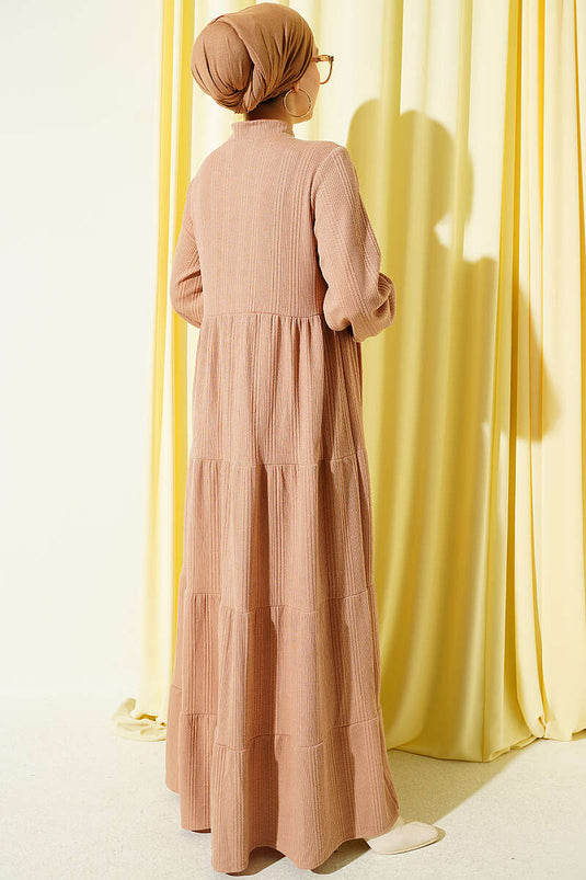 Robe En Maille À Boutons Latte