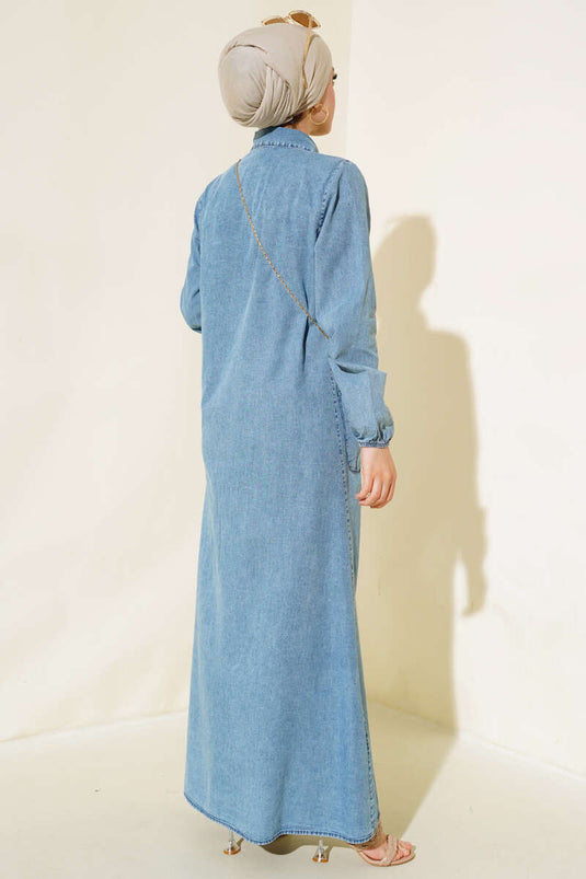 Robe en jean boutonnée Snow Wash