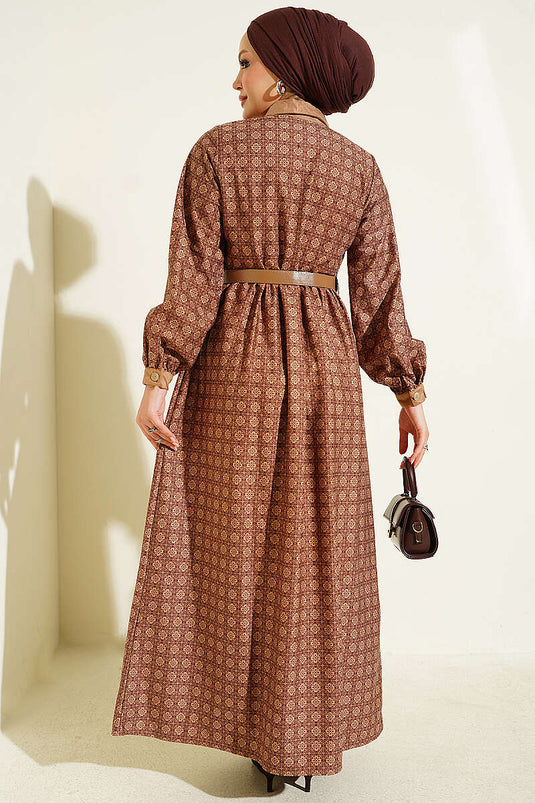 Retro-Kleid Mit Knöpfen Latte