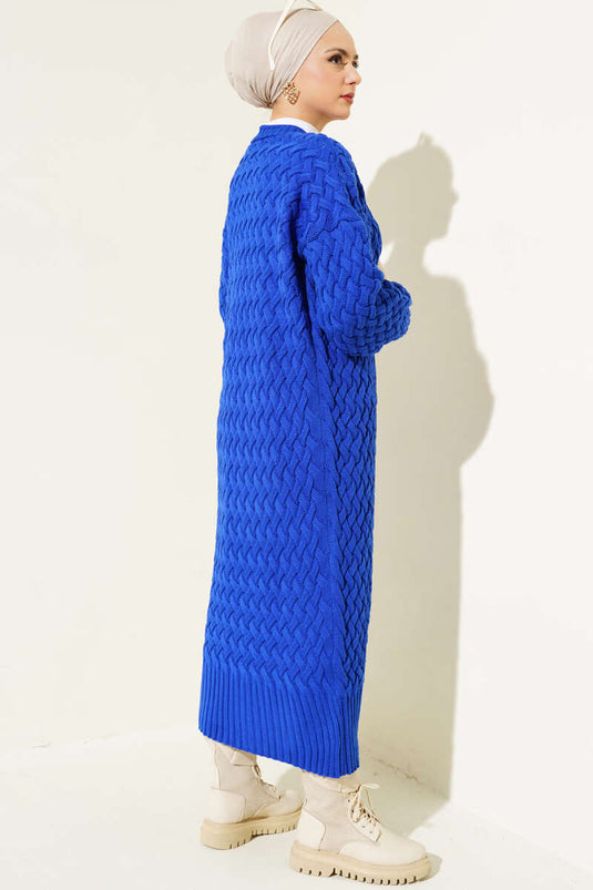 Basket Knit Long Cardigan with Buttons All Along