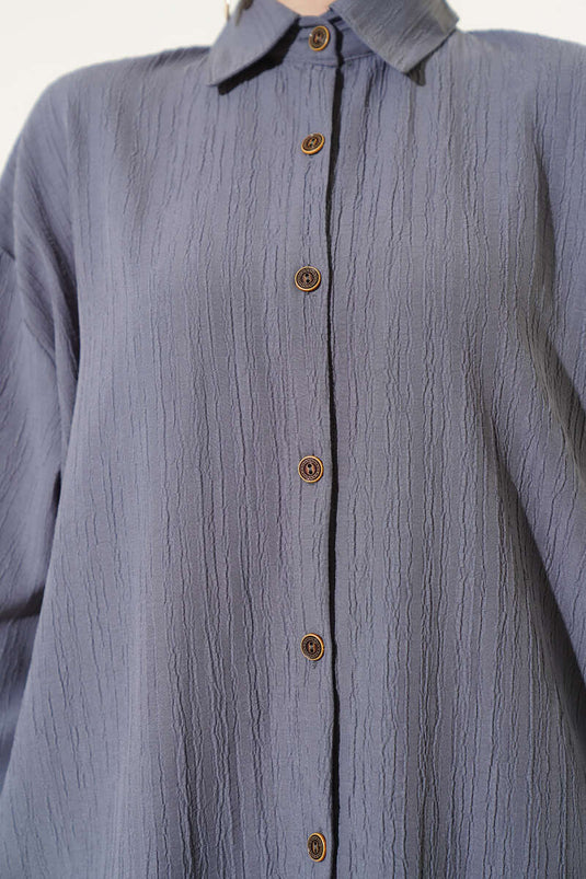 Tunique longue boutonnée gris ardoise