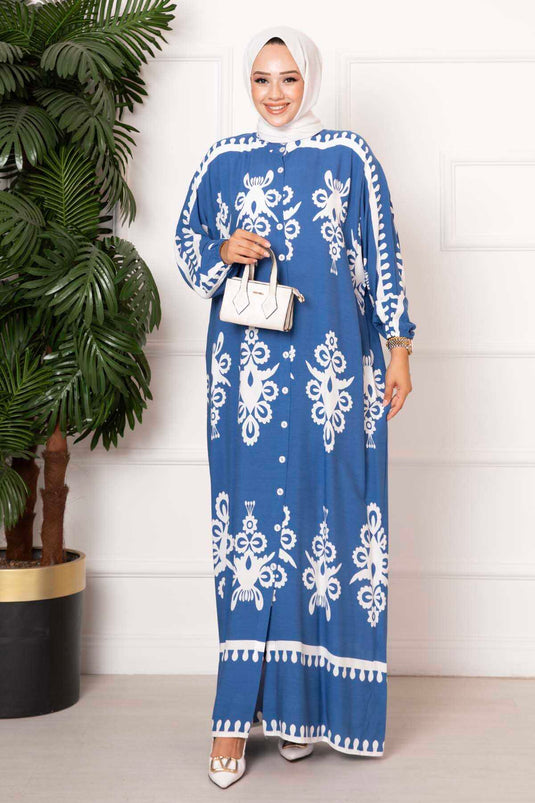 Vestido Hijab De Viscosa Abotonado Indigo