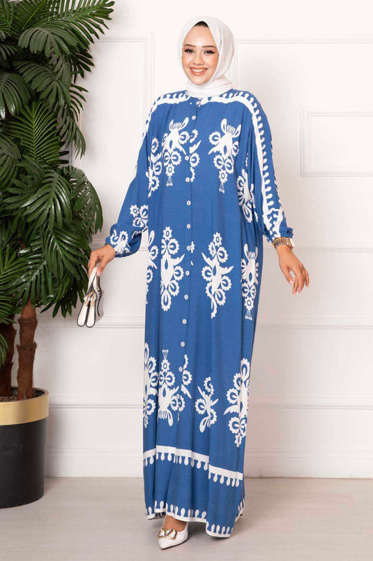 Vestido Hijab De Viscosa Abotonado Indigo