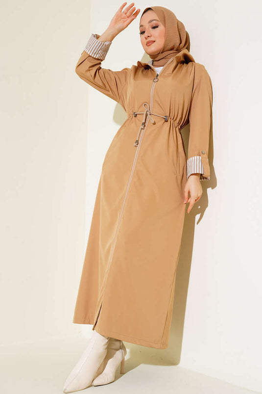 Trench Plié Manches Longues Zippées Camel