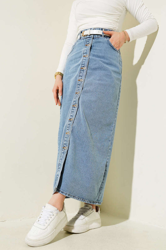 Boydan Metal Buttoned Denim Skirt