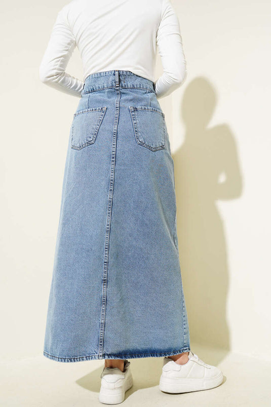 Boydan Metal Buttoned Denim Skirt