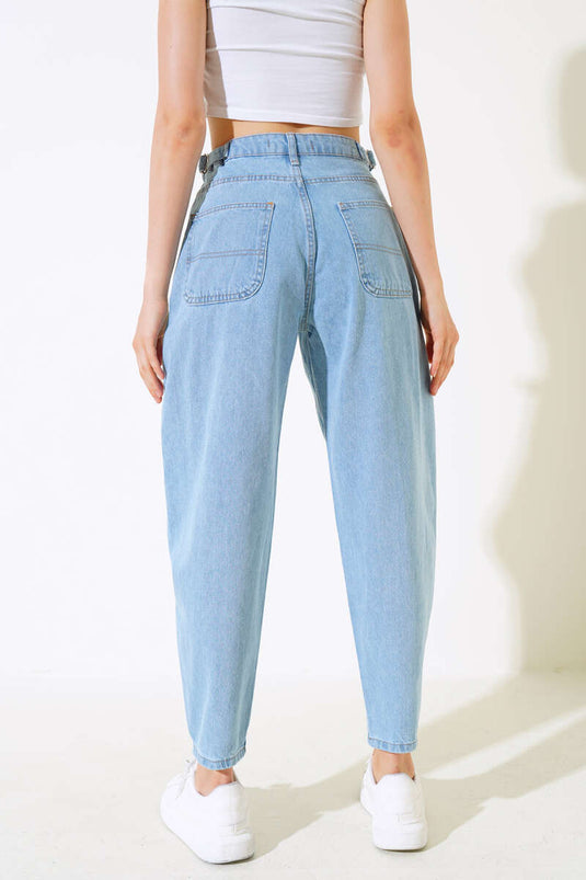 Boyfriend Buckle Jeans Blue