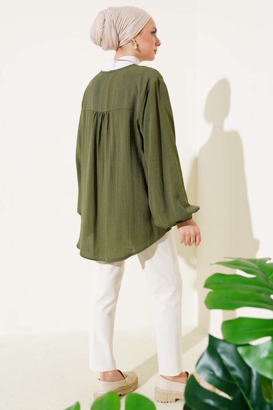 Chemise boutonnée Brit kaki