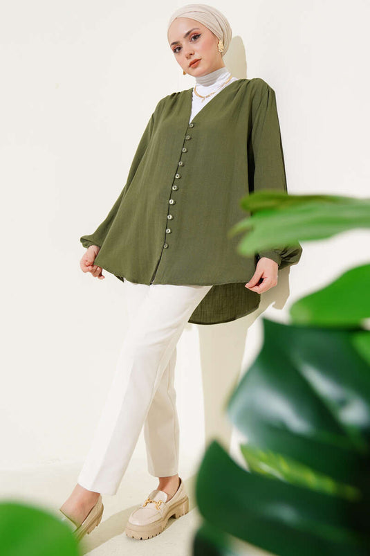 Chemise boutonnée Brit kaki