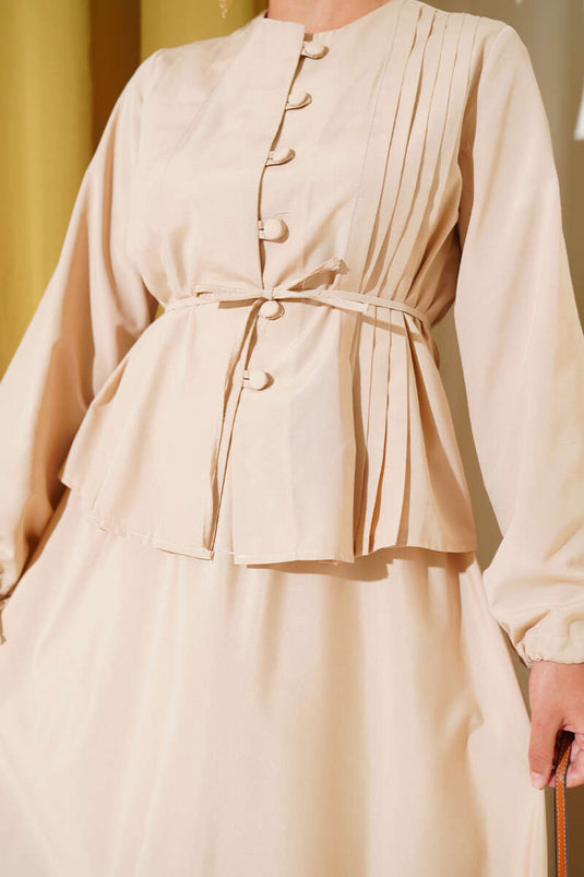 Brit Doppelrock-Set mit Knöpfen Beige