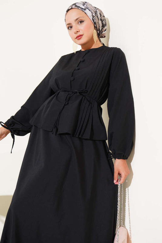 Britse geknoopte dubbele rokset zwart