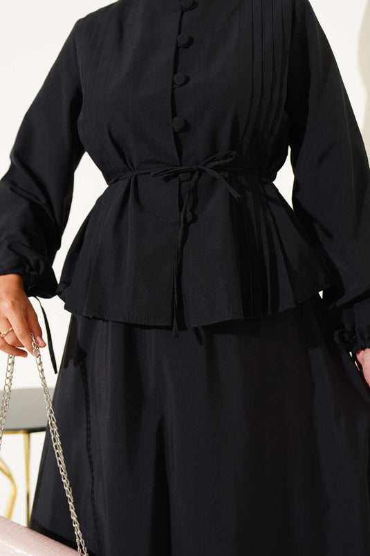 Britse geknoopte dubbele rokset zwart