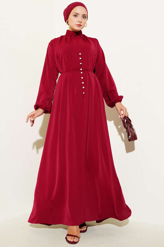 Robe boutonnée à nouer en corde Brit Bordeaux