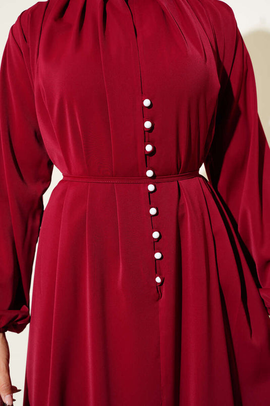 Robe boutonnée à nouer en corde Brit Bordeaux
