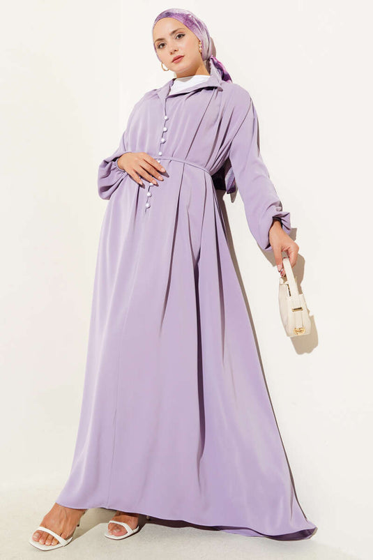 Robe britannique boutonnée à lacets lilas