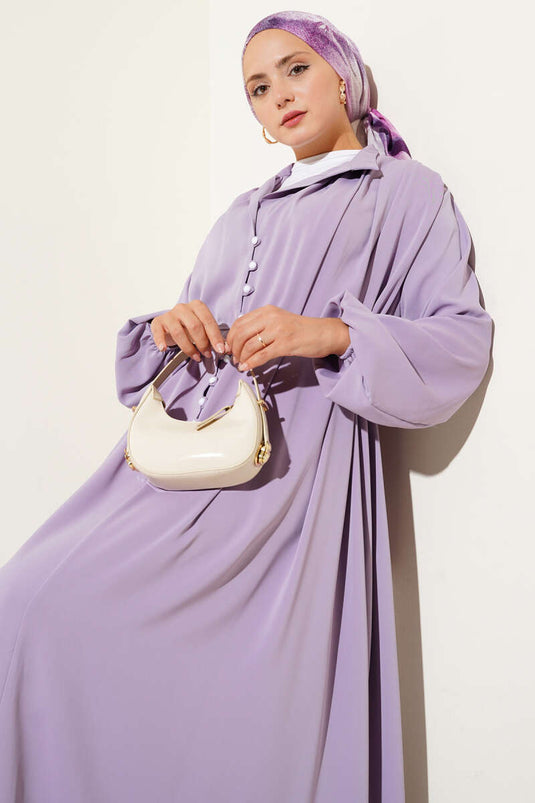 Robe britannique boutonnée à lacets lilas