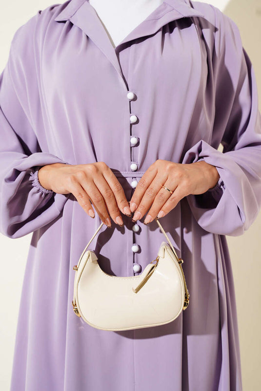 Robe britannique boutonnée à lacets lilas