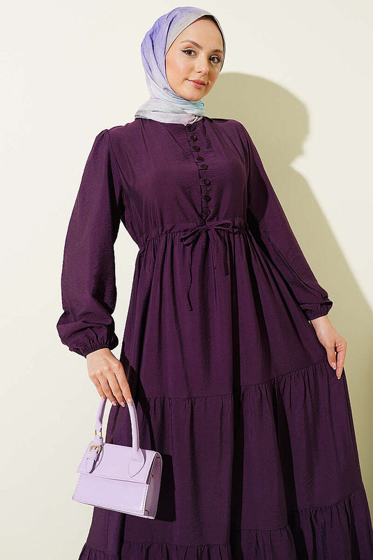 Brit Buttoned Layered Dress Purple