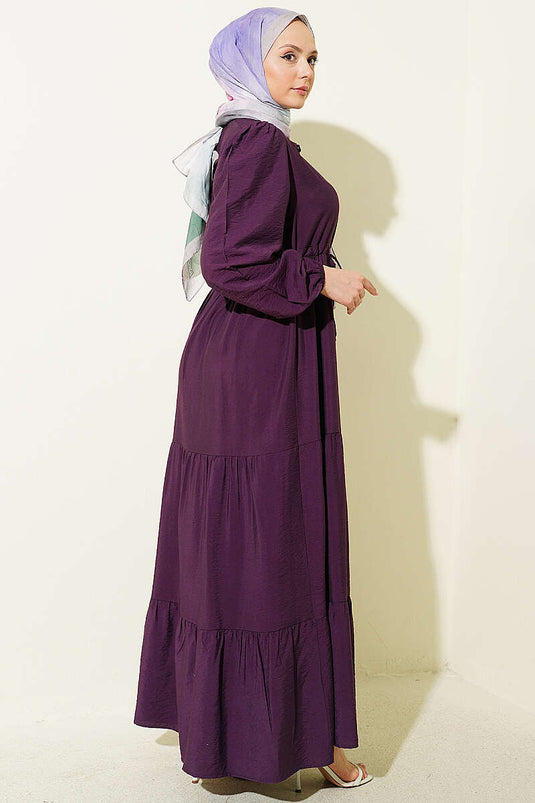 Brit Buttoned Layered Dress Purple