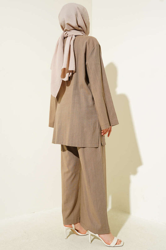 Ensemble deux pièces tunique en lin boutonnée Brit Mink