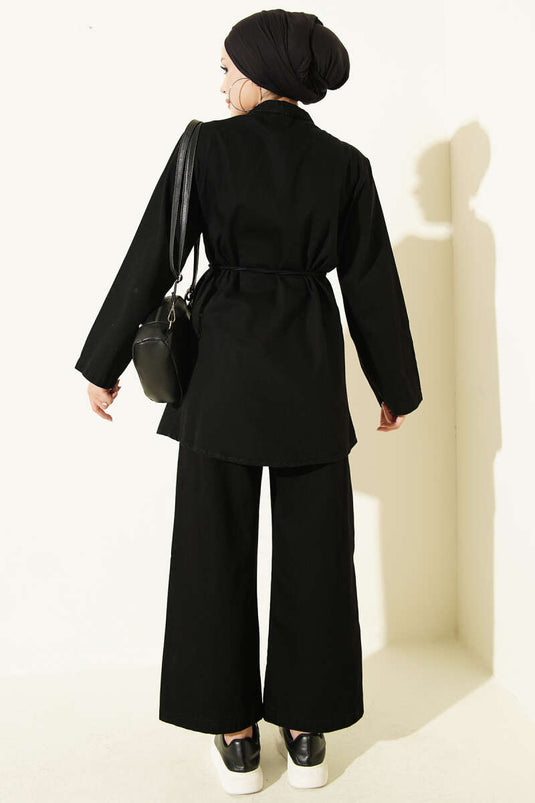 Brit Jeans-Set Mit Knöpfen Schwarz