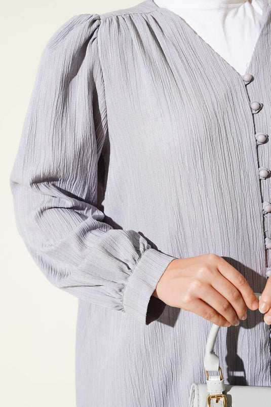 British Button-Down Crinkle Shirt Grey