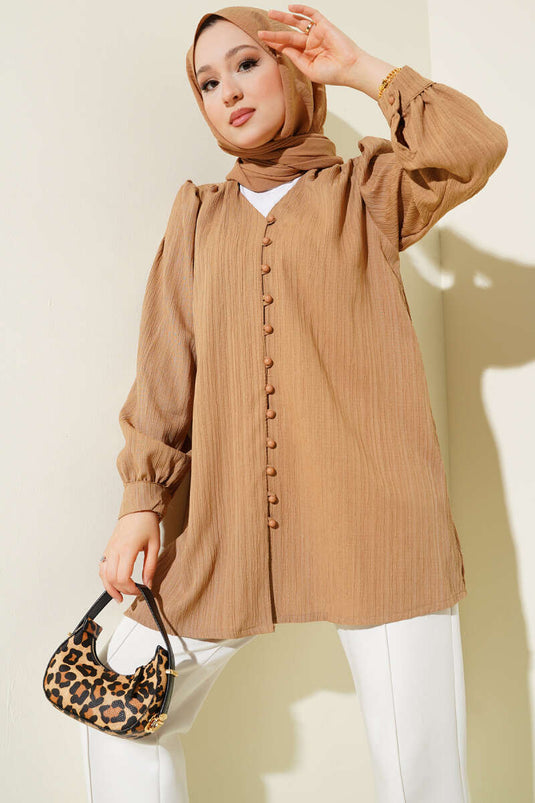 قميص لاتيه بريت بوتون كرينك