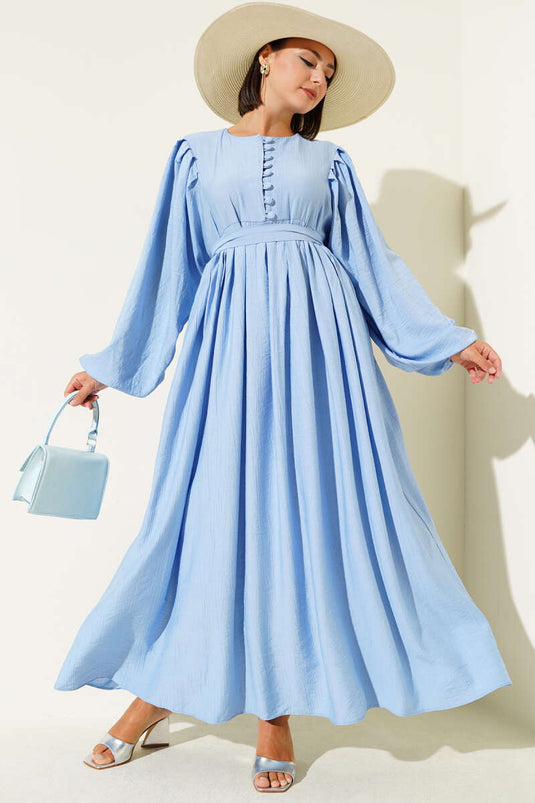 Robe ceinturée à boutons Brit bleu bébé