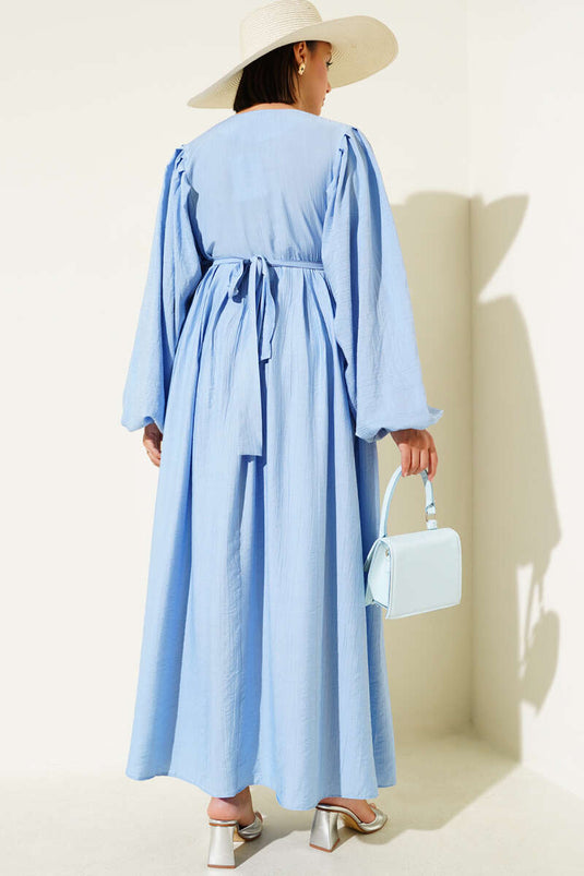 Robe ceinturée à boutons Brit bleu bébé