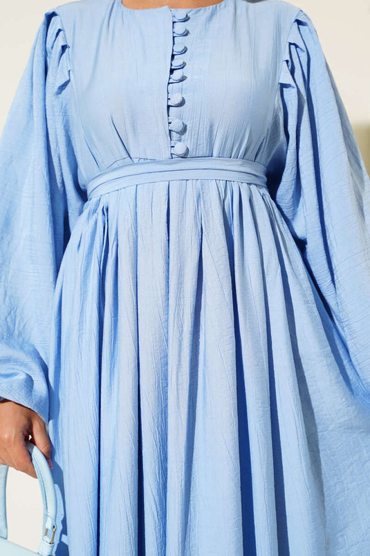 Robe ceinturée à boutons Brit bleu bébé