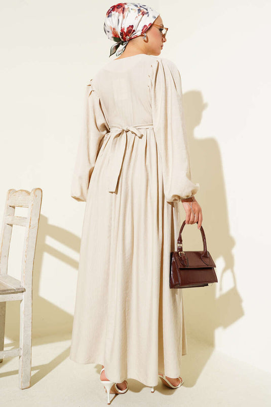 Robe ceinturée boutonnée Brit beige