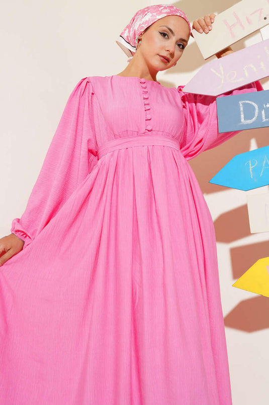 Robe ceinturée à boutons Brit rose