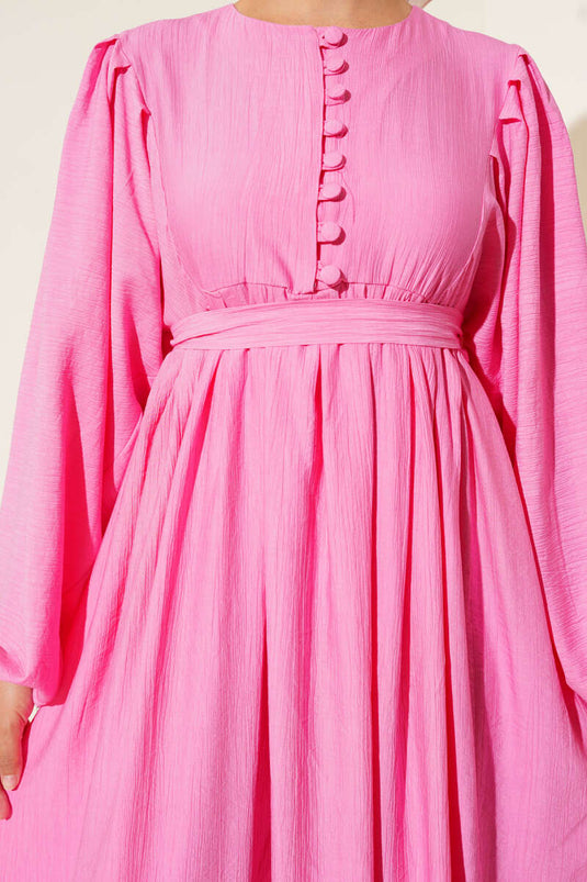 Robe ceinturée à boutons Brit rose