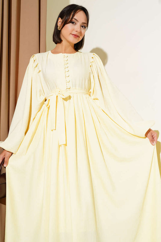 Brit Button Belted Dress Gelb