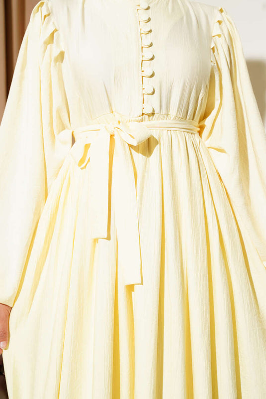 Brit Button Belted Dress Gelb