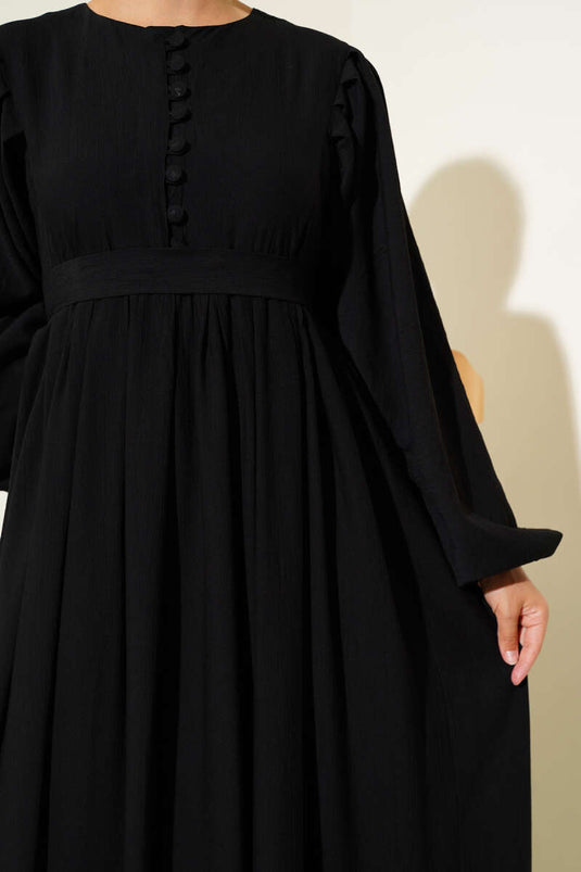 Robe ceinturée à boutons Brit noire