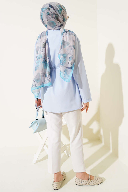 Chemise boutonnée Brit Terikoton avec ceinture bleue