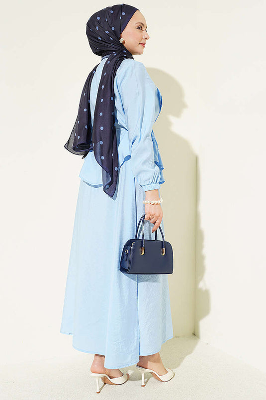 Completo con Gonna a Costine e Bottoni Brit Blu