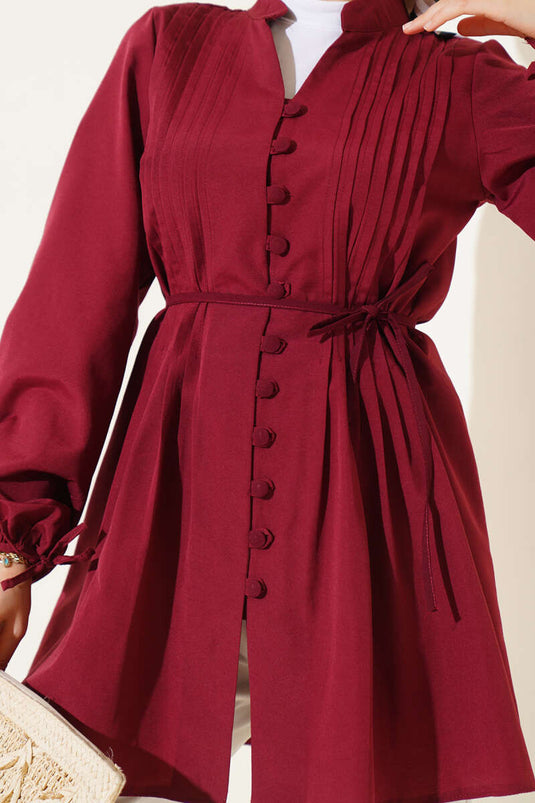 تونيك بارز الأزرار بريت بلون خمري