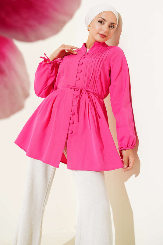 Tunique côtelée boutonnée Brit Rose persane