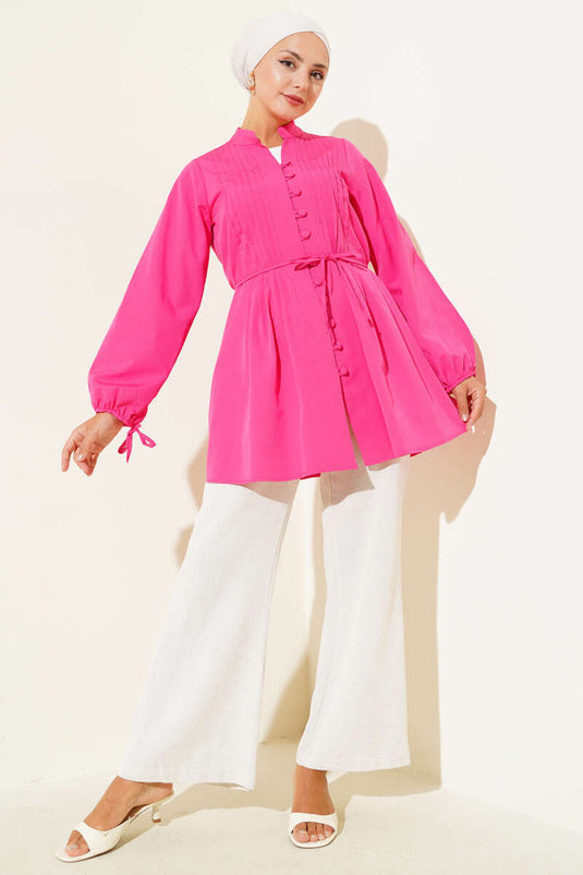 Tunique côtelée boutonnée Brit Rose persane