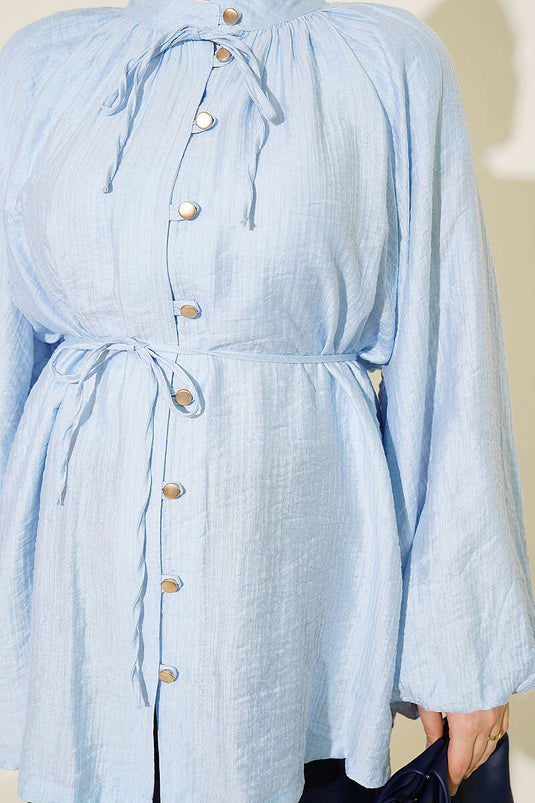 Chemise Oversize En Mousseline À Boutons Ice Blue