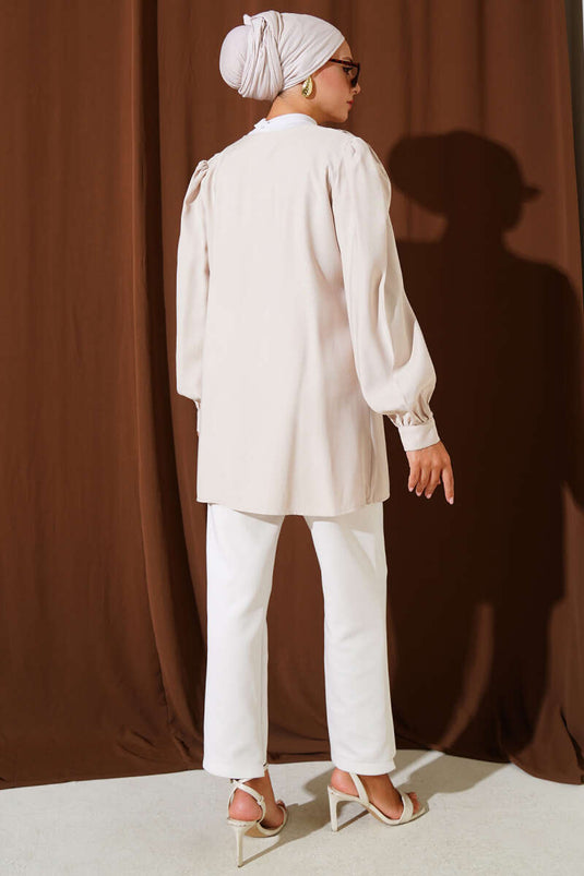 Chemise boutonnée Brit en Tencel beige