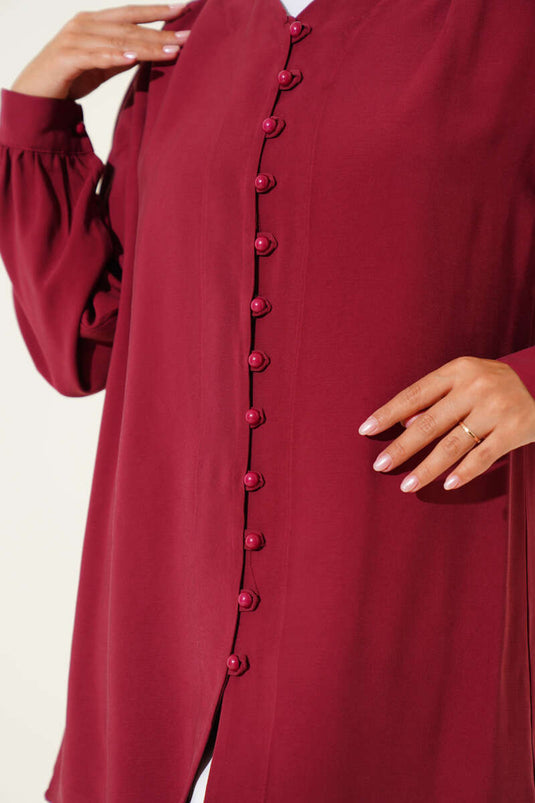 Brit Button-Down Tencel-Hemd Burgunderrot