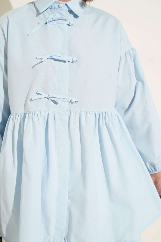 Chemise boutonnée à nœud Brit bleue