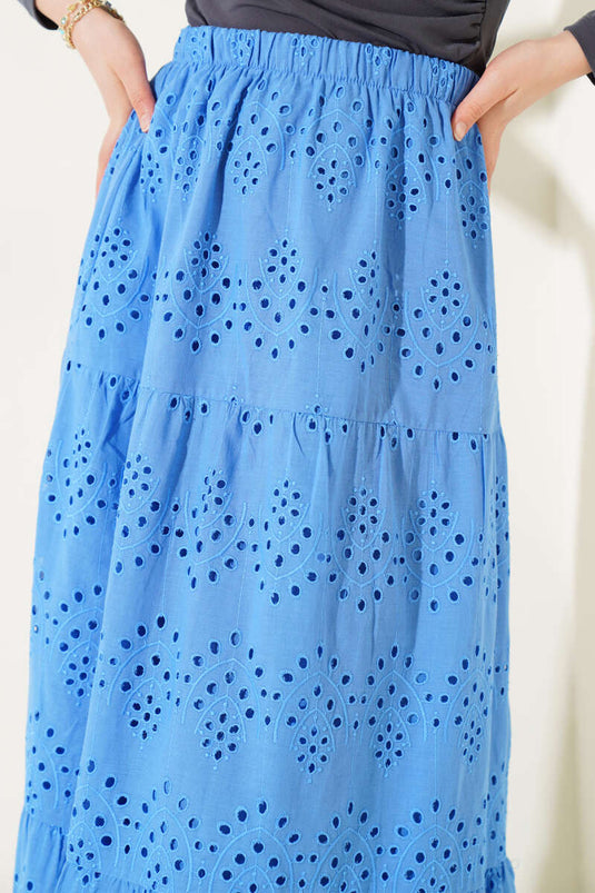 Brodeli Kat Kat Etek Mavi